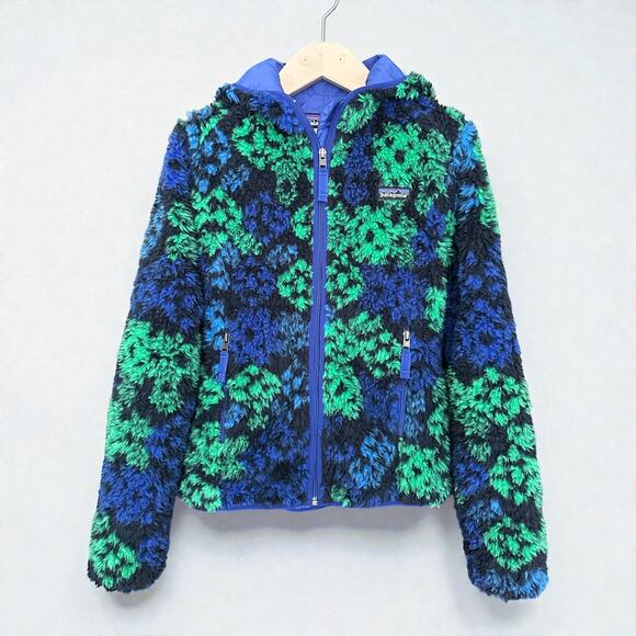Patagonia Retro-X Hooded Cardigan Jacket, 1/2” Pile Fleece, Size S, Green Blue - Picture 1 of 14